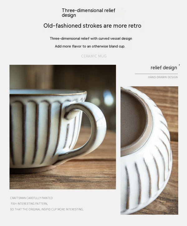 Embossed White Breakfast Cup
