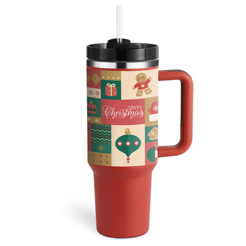 Stainless Steel Insulated Tumbler with Handle & Straw