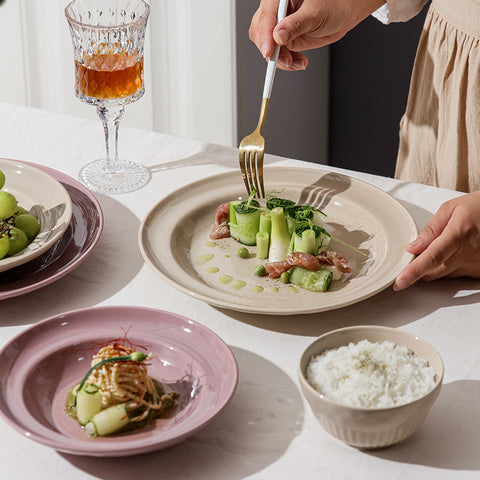 Elegant Ceramic Tableware – Soup, Salad & Dinner Plate Set