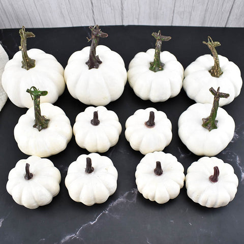 Paintable White Faux Pumpkin Set – Craft & Event Décor, Lightweight Foam