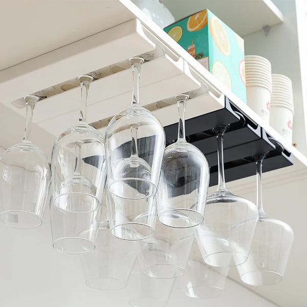 Wine Glass Rack Kitchen under Cabinet Free Punching Holder Home Goblet Rack Classification Stemware Hanging Glass Cup Rack