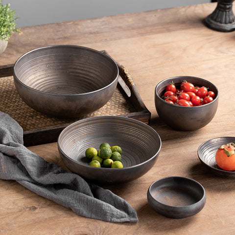 Rustic Bronze-Effect Porcelain Bowl Collection