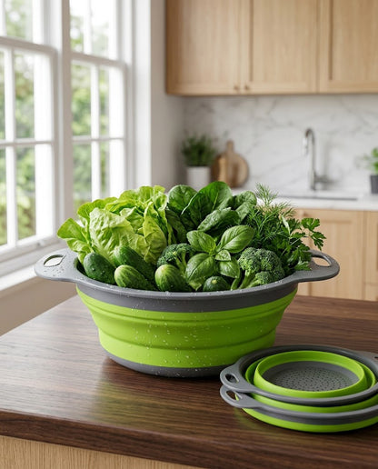 Silicone Collapsible Produce Basket — Green / Red — Wudy Kitchen, image 2