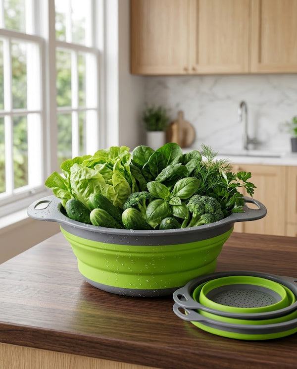 Silicone Collapsible Produce Basket — Green / Red — Wudy Kitchen, image 2