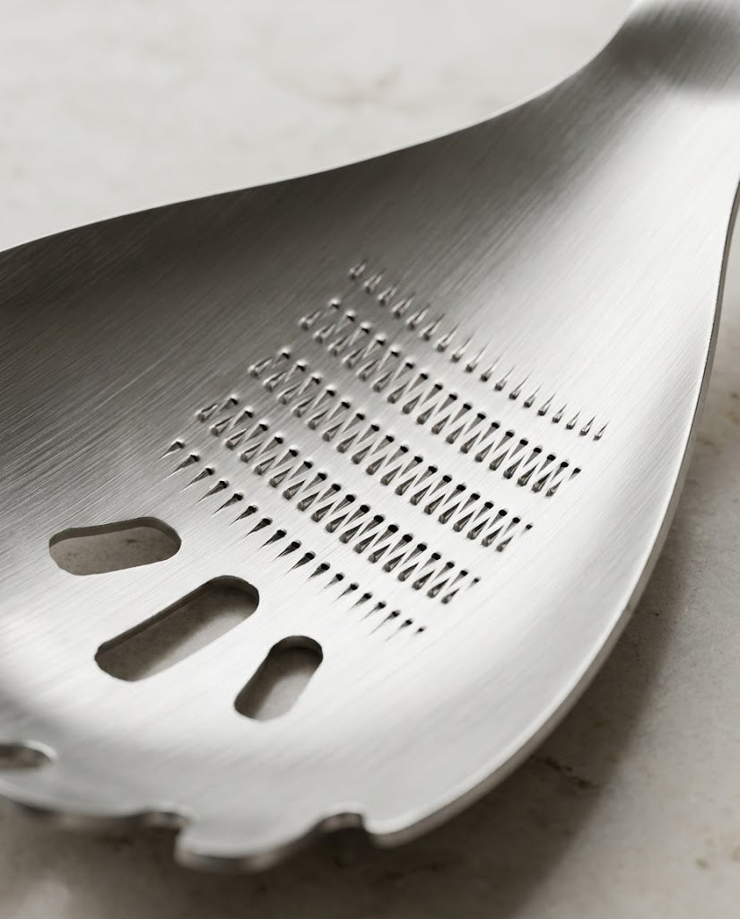 Stainless Steel Multi-Use Spoon with Grater & Strainer