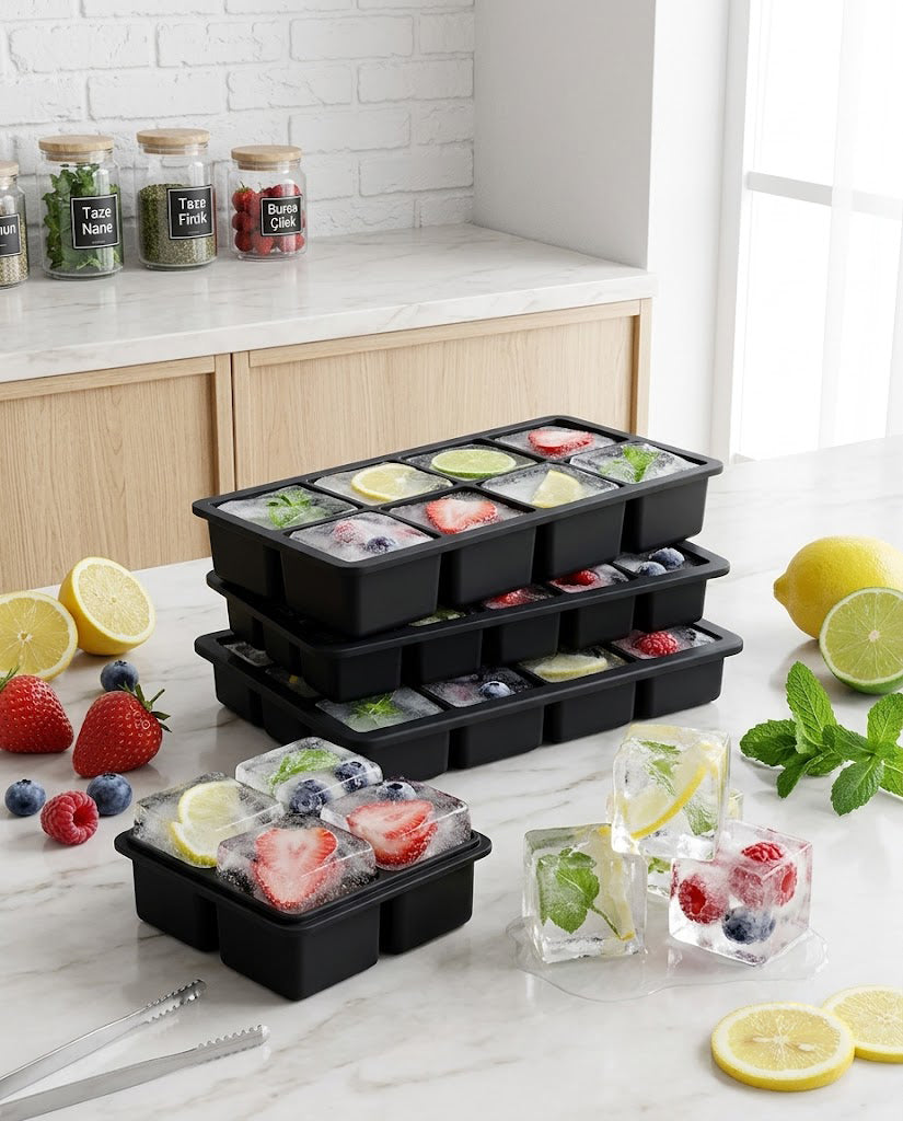 Large Silicone Ice Cube Tray with Lid
