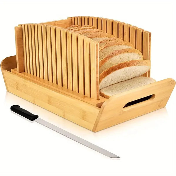 Foldable Bread Slicer - Precise Adjustable Slicing Control, Even and Consistent Results, Easy-To-Use Cutting Guide