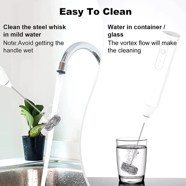 MINI Milk Frother USB Rechargeable 3 Speeds Foam Maker Coffee Whisk Mixer Electric Handle Blender Egg Beater