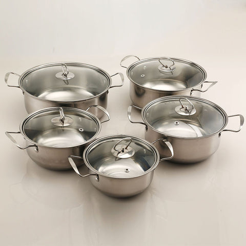 Wudy 10-Piece Stainless Steel Stockpot Set | Cookware with Glass Lids