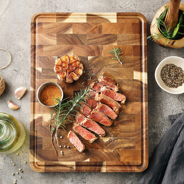 Wudy Kitchen — Wudy Acacia End-Grain Cutting Board | Solid Hardwood & Natural Antibacterial