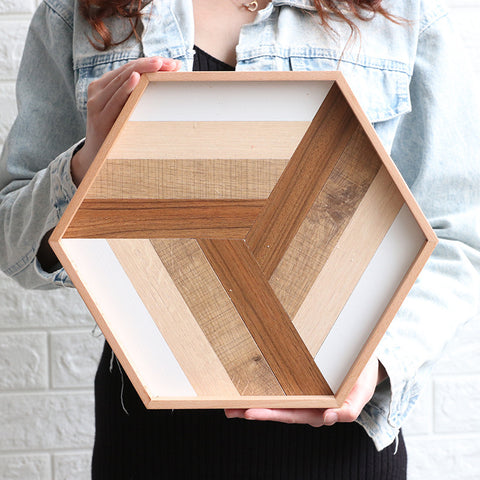 Geometric Solid Wood Serving Tray – Hexagon & Rectangle Variants