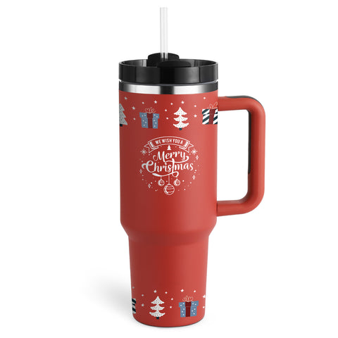 Stainless Steel Insulated Tumbler with Handle & Straw