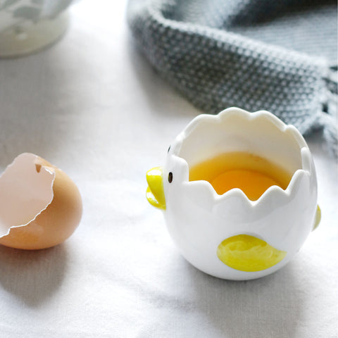 Ceramic Chick Egg Separator — Cute Hand-Painted Yolk & White Splitter