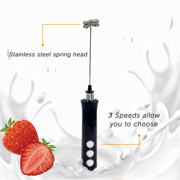 Wudy Kitchen Wudy Whisk Milk Frother 3-Speed Electric — milk frother — 45-degree angle, studio light