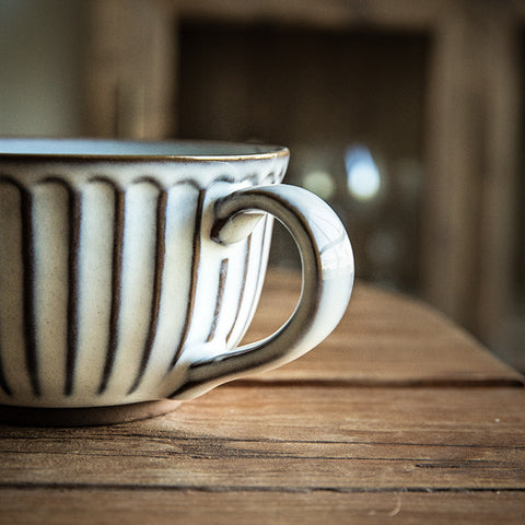 Embossed White Porcelain Breakfast Cup
