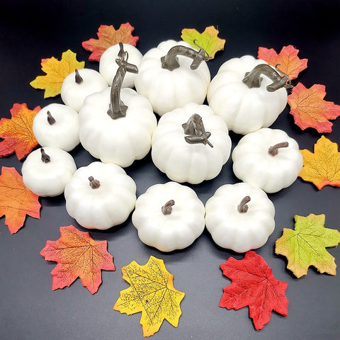 Paintable White Faux Pumpkin Set – Craft & Event Décor, Lightweight Foam