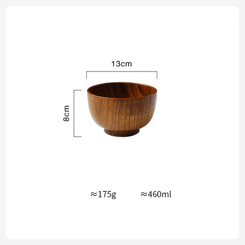 Japanese Style Wooden Bowl Set — Handcrafted Natural Jujube Wood Dining Bowl (3 Sizes)