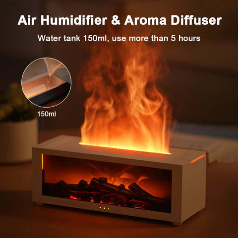 Large Flame Aromatherapy Diffuser – 3D Fire Effect & Essential Oil Humidifier