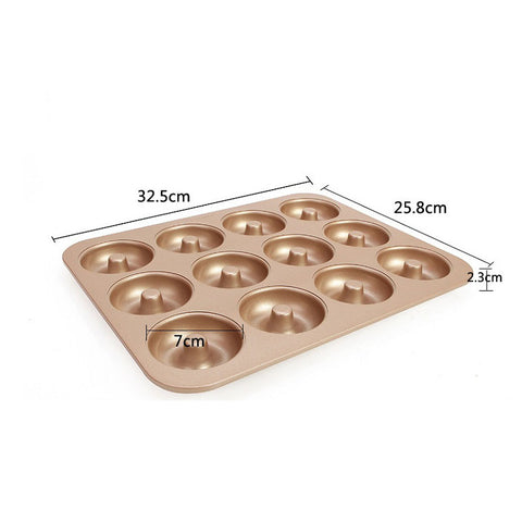 12-Cup Non-Stick Donut Cake Pan – Heavy Steel Baking Tray