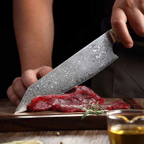 Wudy Kitchen — Damascus Pattern Western-Style Chef Knife