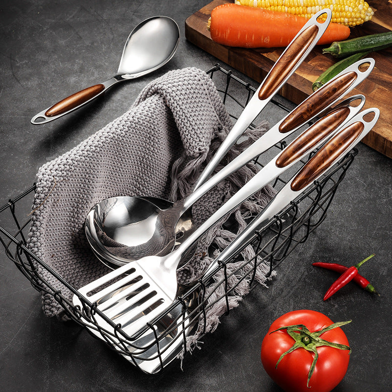 7 Piece Utensil Set Wood Inlay Handles · 7-Piece
