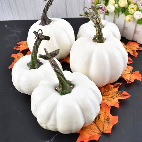 Paintable White Faux Pumpkin Set – Craft & Event Décor, Lightweight Foam
