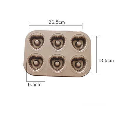 Wudy 6-Cavity Donut & Cake Mold | Non-Stick Carbon Steel Baking Pan