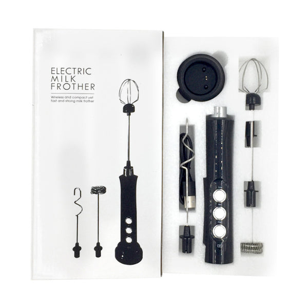 Wudy Kitchen Wudy Whisk Milk Frother 3-Speed Electric — milk frother — top-down view with context