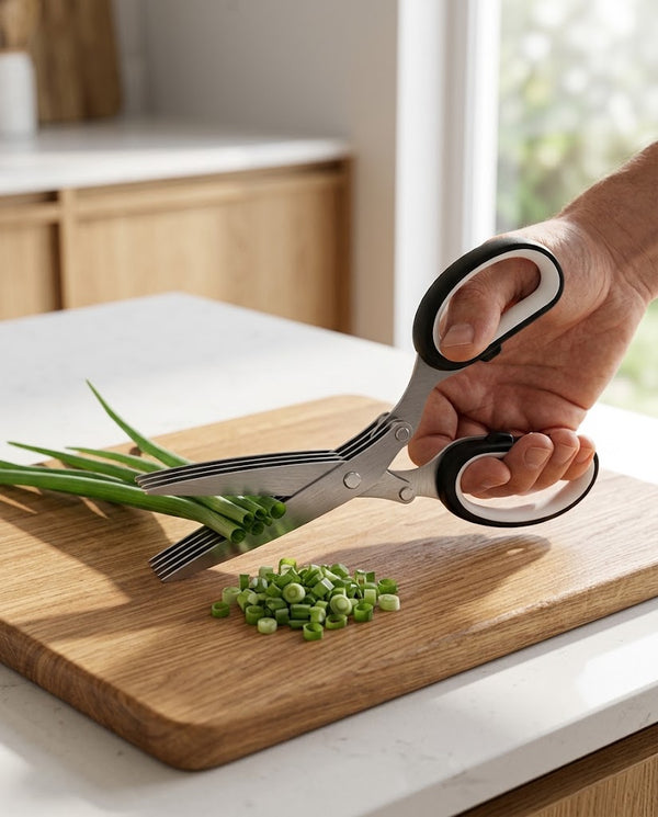 Multifunctional Muti-Layers Stainless Steel Knives Multi-Layers Kitchen Scissors Scallion Cutter Herb Laver Spices Cook Tool Cut