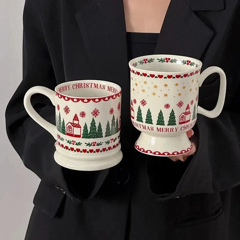 Christmas Cartoon Graffiti Ceramic Coffee Cup