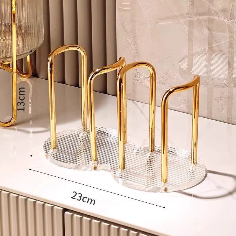 Household Disposable Cup Holder Luxury Storage Organizer Water Tea Cups Dispenser Rack Shelf with Longer Stick Mug Display Stand