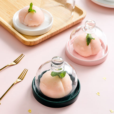 Pink Base Glass Dome – Mini Dessert & Macaron Display Cover