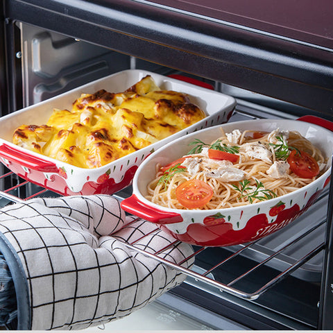 Strawberry Porcelain Baking Dish – Oval & Rectangular Variants