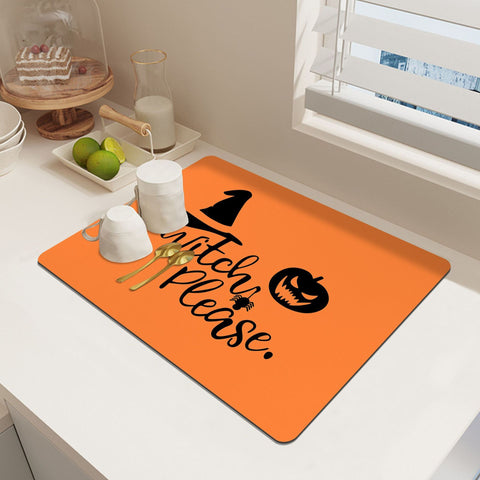 Halloween Witch & Pumpkin Printed Kitchen Mat
