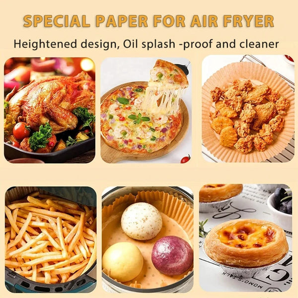 50Pcs Disposable Air Fryer Paper Oil Absorbing and anti Oil Paper Tray Non Stick Baking Pad Large Toughness Square