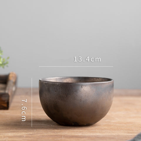Rustic Bronze-Effect Porcelain Bowl Collection