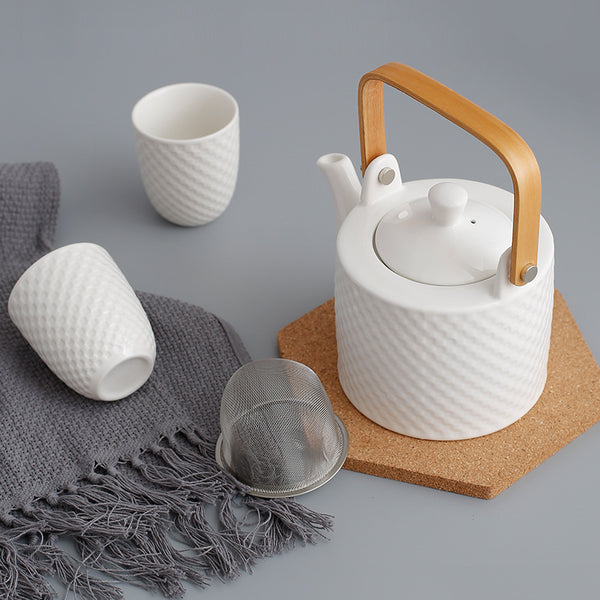 Wudy Kitchen — Modern Style Luxury Tea Set with Stand (1 Pot + 6 Cups)