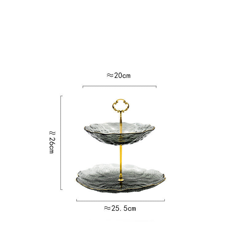 Golden Lace Crystal Glass Tiered Serving Stand