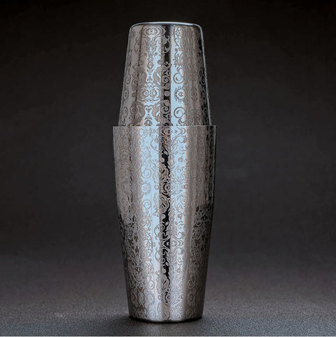 Patterned Stainless Steel Boston Shaker Set