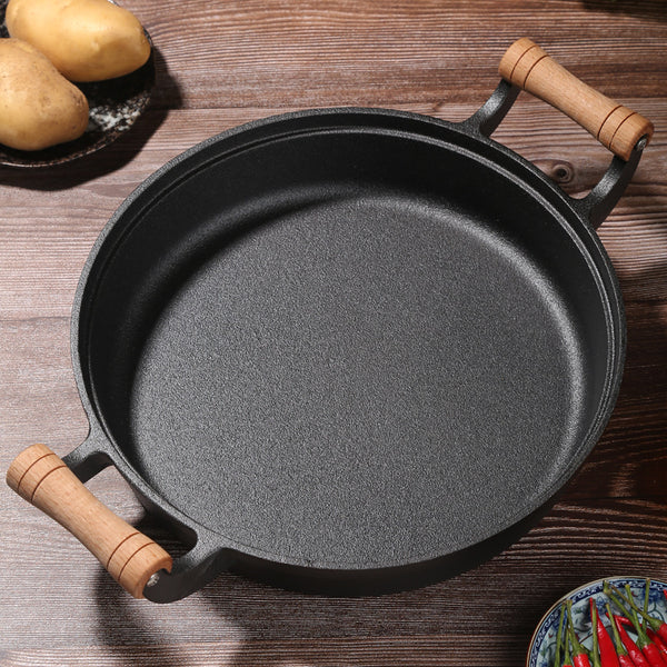 Wudy Kitchen — 31cm Cast Iron Pot Thickened Binaural Pan Uncoated