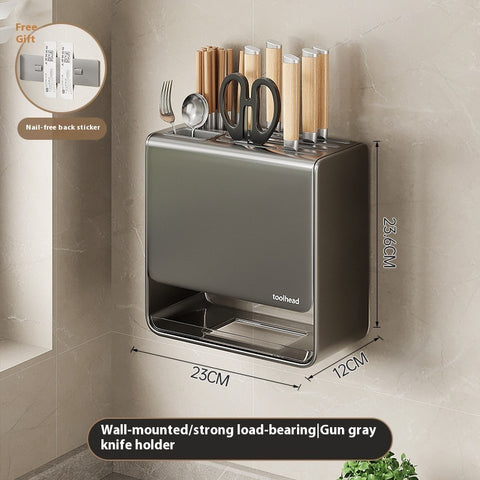 Carbon Steel Wall-Mounted or Countertop Knife Holder – Multi-Functional Kitchen Storage Rack