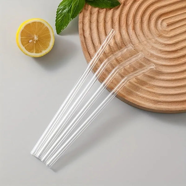 Heat Resistant Glass Straws Set with Brush Reusable for Smoothies Milkshakes Tea Juice Washable