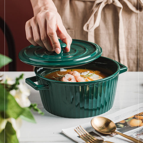 Binaural soup large household ceramic bowl