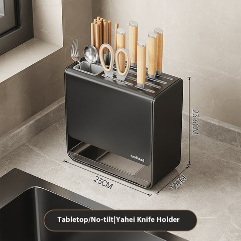 Carbon Steel Wall-Mounted or Countertop Knife Holder – Multi-Functional Kitchen Storage Rack