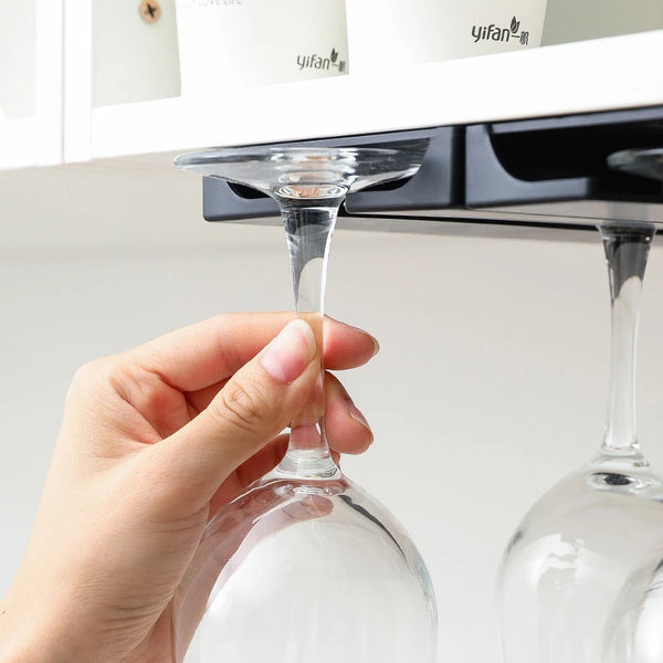 Wine Glass Rack Kitchen under Cabinet Free Punching Holder Home Goblet Rack Classification Stemware Hanging Glass Cup Rack