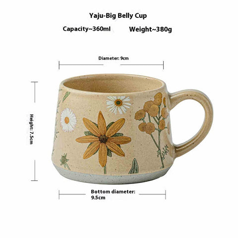 Wudy Handmade Floral Ceramic Mug – 360ml