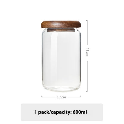 Wudy Acacia Glass Jars | Modern Airtight Pantry Storage