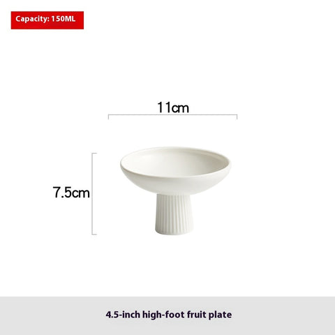 White Ceramic Raised Fruit Plate – Minimalist Tableware
