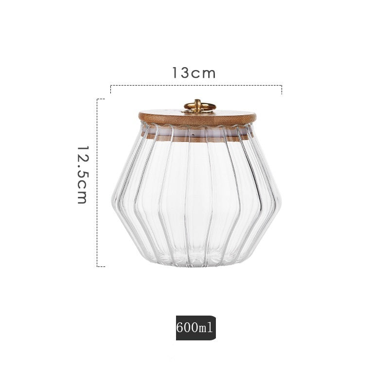 Wudy Ribbed Glass Jar | Elegant Airtight Storage