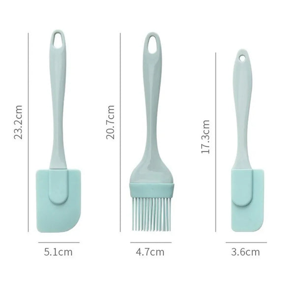 3Pcs Cream Scraper DIY Bread Cake Butter Spatula Mixer Oil Brush Kitchen Baking Tool Silicone Spatula Non-Stick
